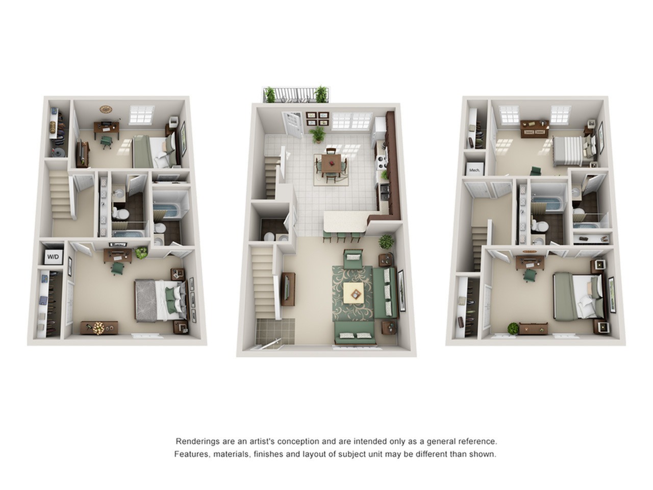 A 3D image of the 4BR/4.5BA – Upgraded floorplan, a  squarefoot, 4 bed / 4 bath unit